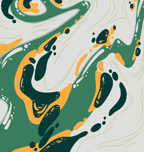 Green and Yellow Fluid Abstract Pattern