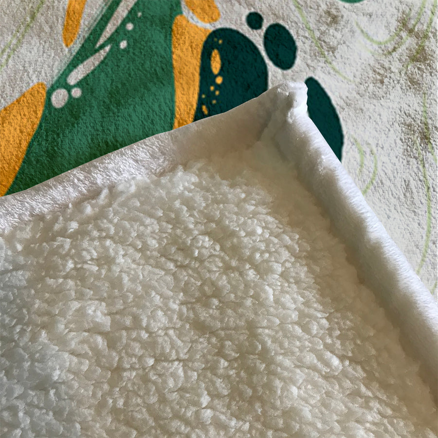 Green and Yellow Fluid Abstract Pattern Fleece Sherpa Blanket