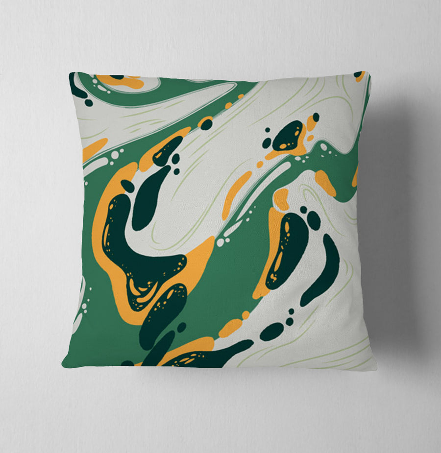 Green and Yellow Fluid Abstract Pattern Throw Pillow Cover