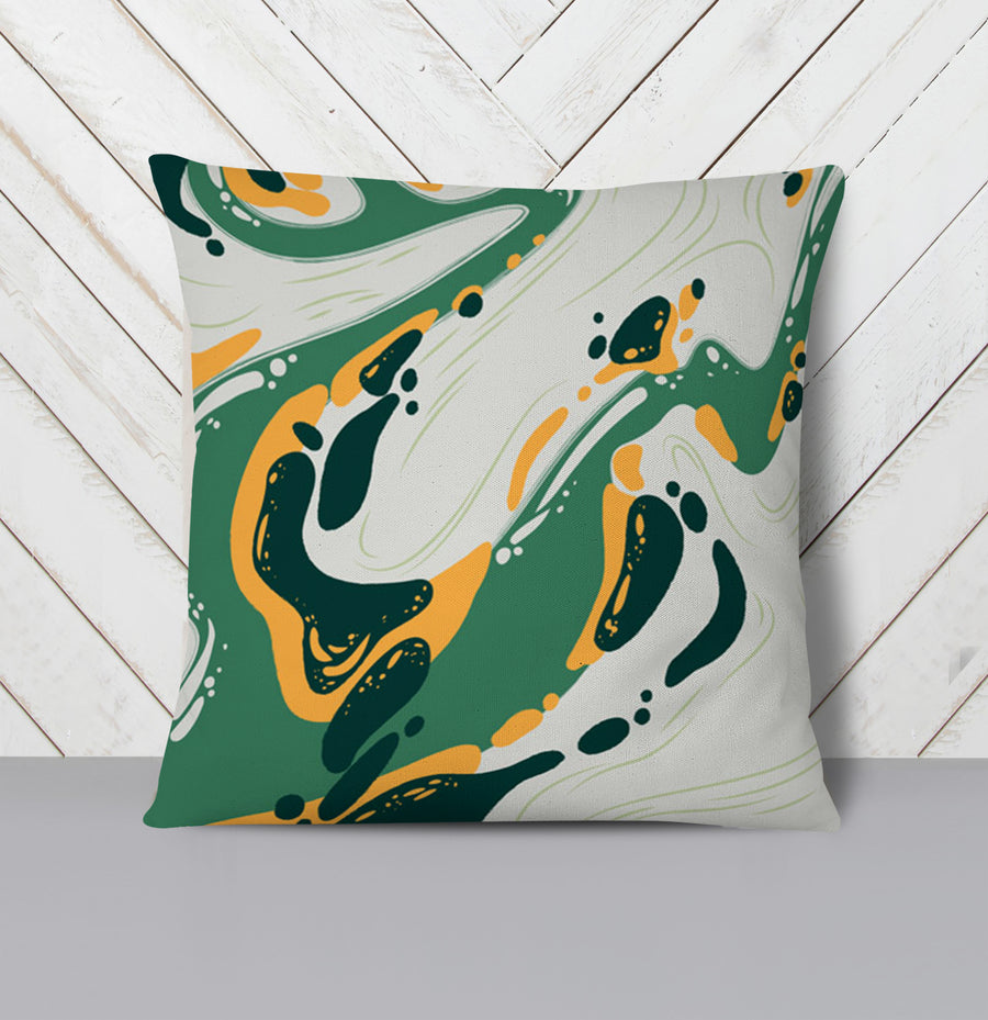 Green and Yellow Fluid Abstract Pattern Throw Pillow Cover