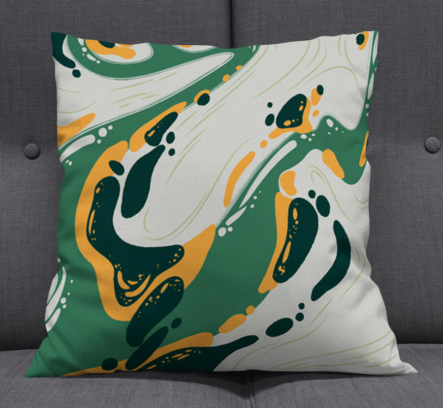 Green and Yellow Fluid Abstract Pattern Throw Pillow Cover