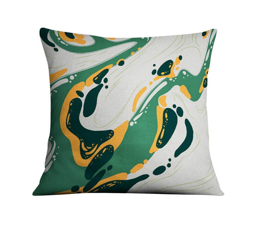 Green and Yellow Fluid Abstract Pattern Throw Pillow Cover