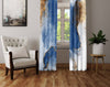 Blue and White Chic Abstract Alcohol Ink Pattern Window Curtains - Deja Blue Studios