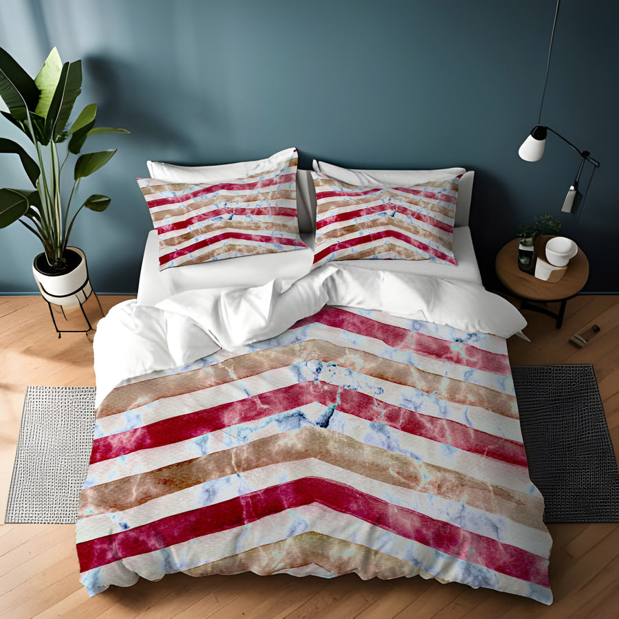 Red Chevron Distress Duvet Cover