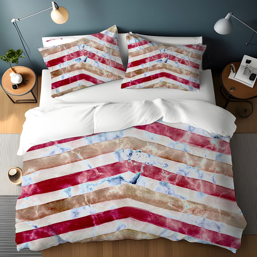 Red Chevron Distress Duvet Cover