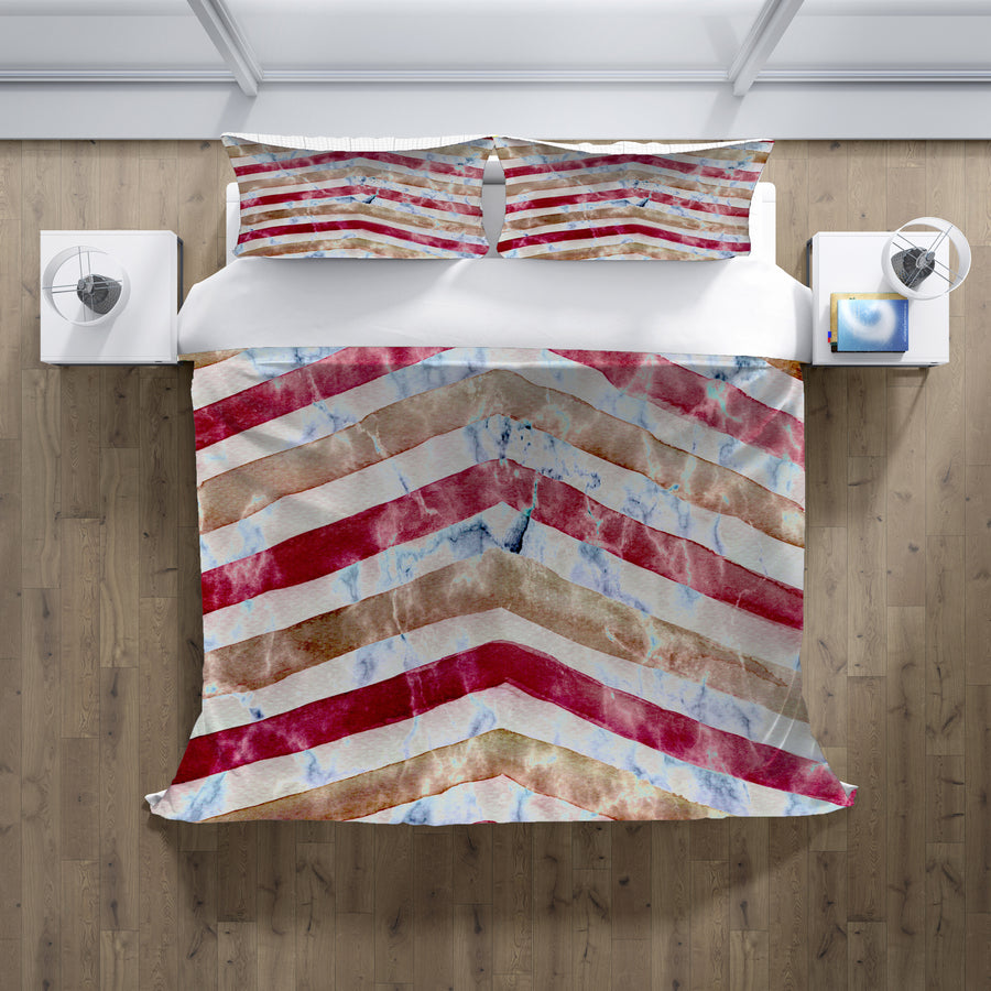 Red Chevron Distress Duvet Cover