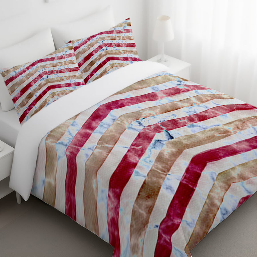 Red Chevron Distress Duvet Cover
