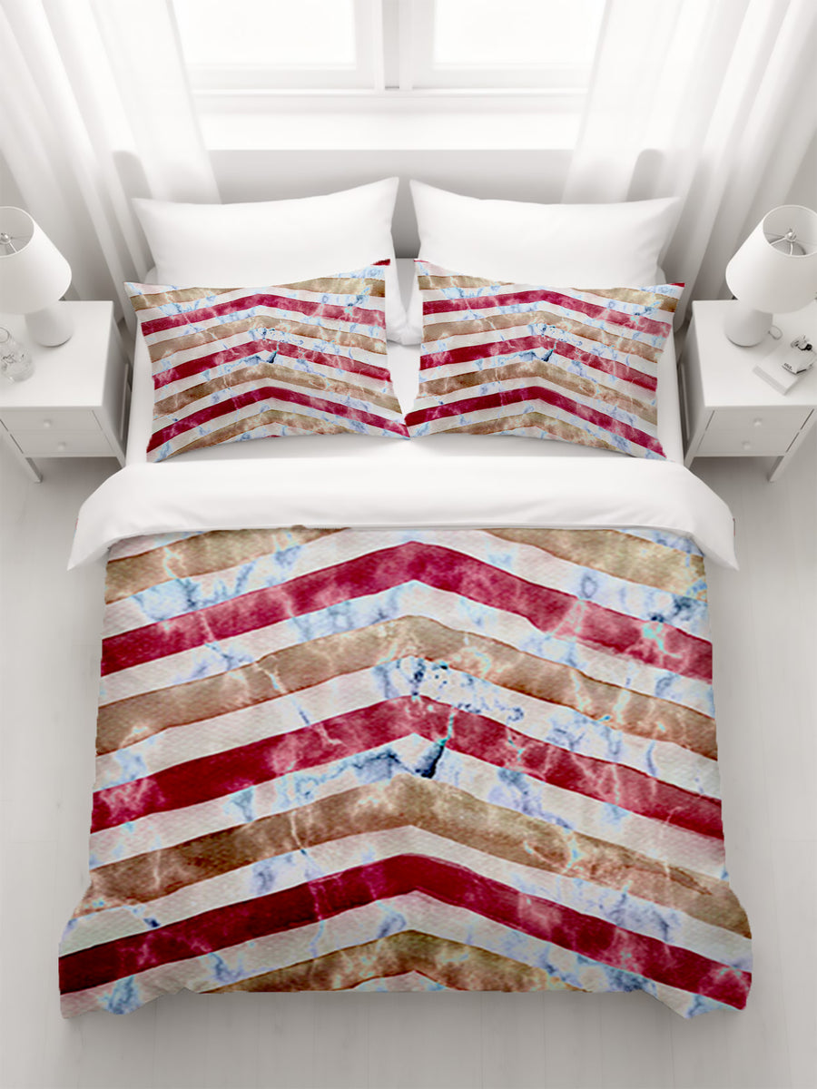 Red Chevron Distress Duvet Cover