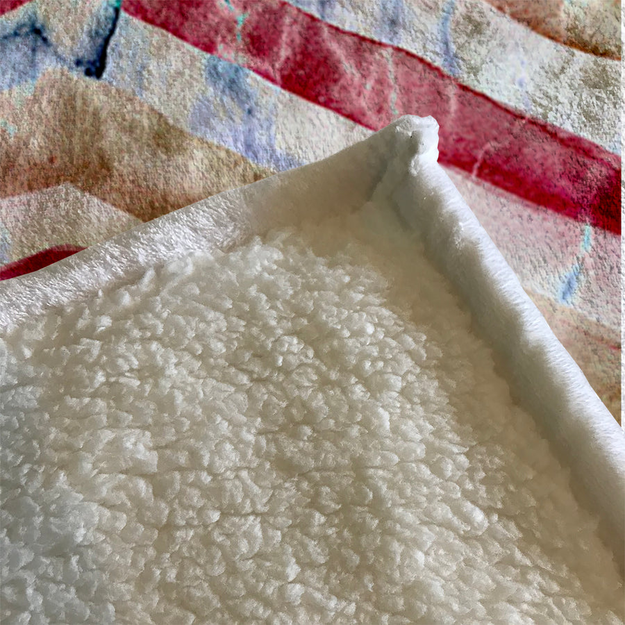 Red Chevron Distress Fleece Sherpa Blanket