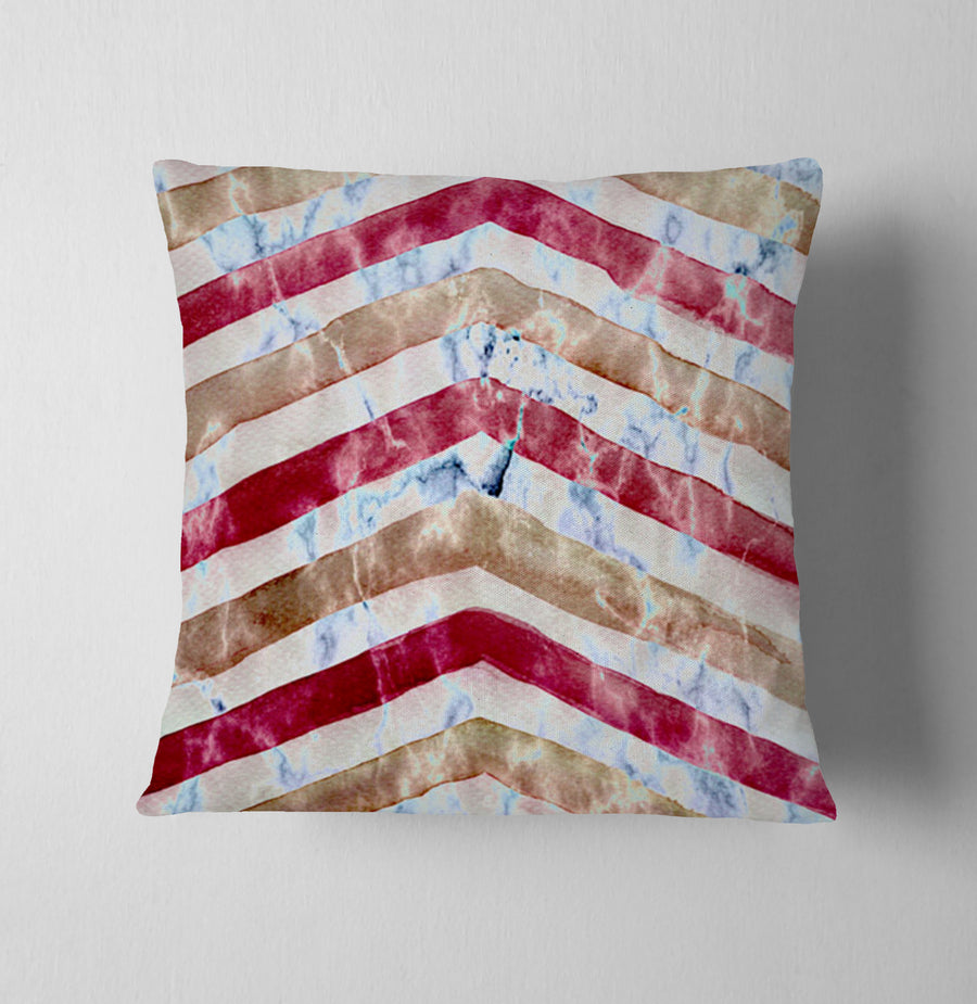 Red Chevron Distress Throw Pillow Cover