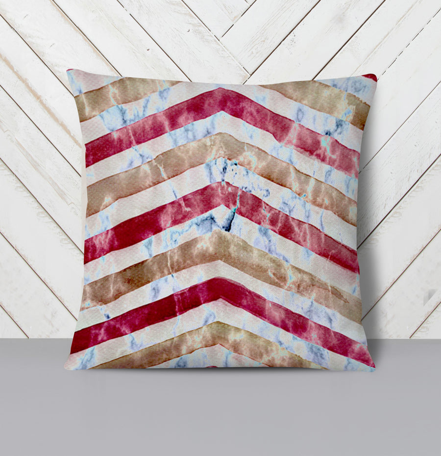 Red Chevron Distress Throw Pillow Cover