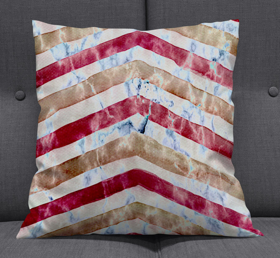 Red Chevron Distress Throw Pillow Cover