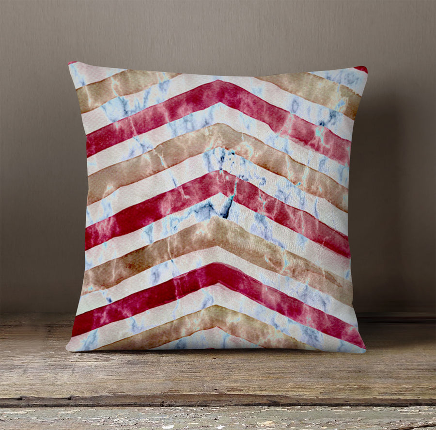 Red Chevron Distress Throw Pillow Cover