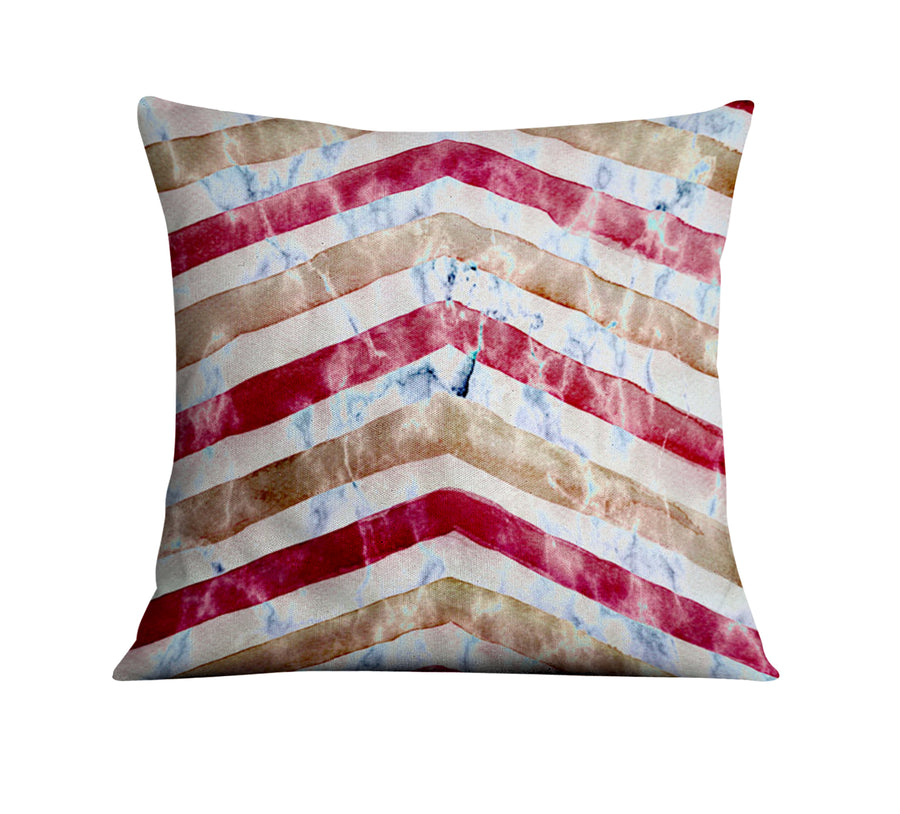Red Chevron Distress Throw Pillow Cover