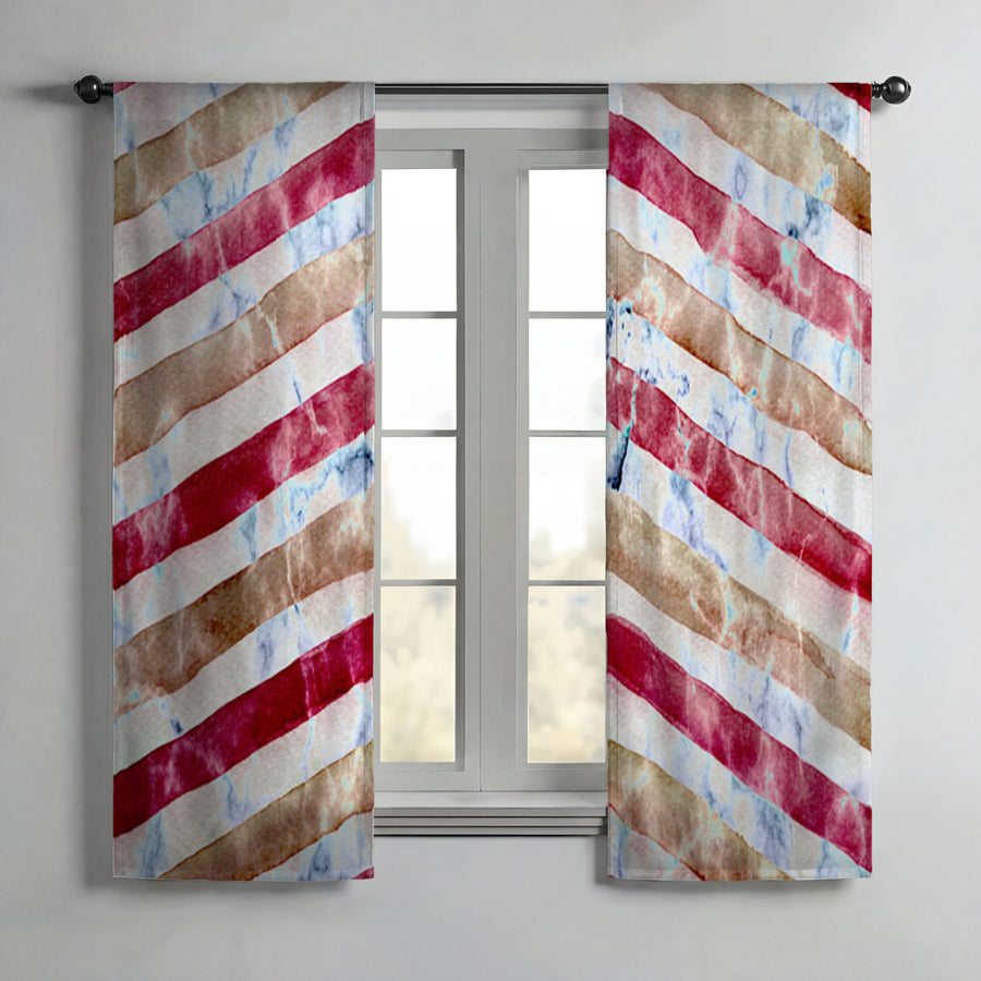 Red Chevron Distress Window Curtain