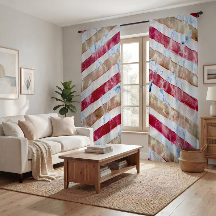 Red Chevron Distress Window Curtain