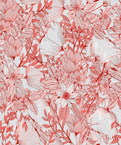 Pink Botanical Sketch Floral Pattern