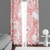 Coral and Gray Modern Floral Print Window Curtains - Deja Blue Studios