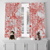 Coral and Gray Modern Floral Print Window Curtains - Deja Blue Studios