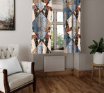 Abstract Geometric Country Cottage Window Curtains - Deja Blue Studios
