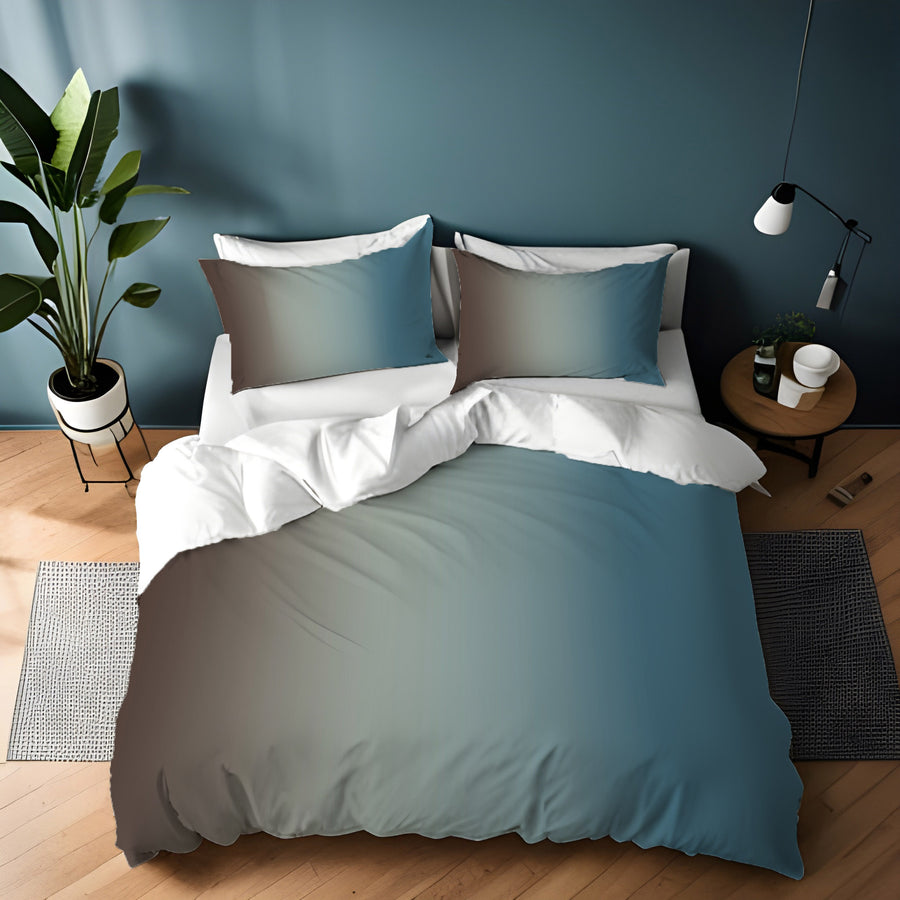 Minimalist Gradient Brown to Teal Fade Duvet Cover