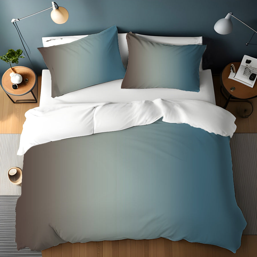 Minimalist Gradient Brown to Teal Fade Duvet Cover