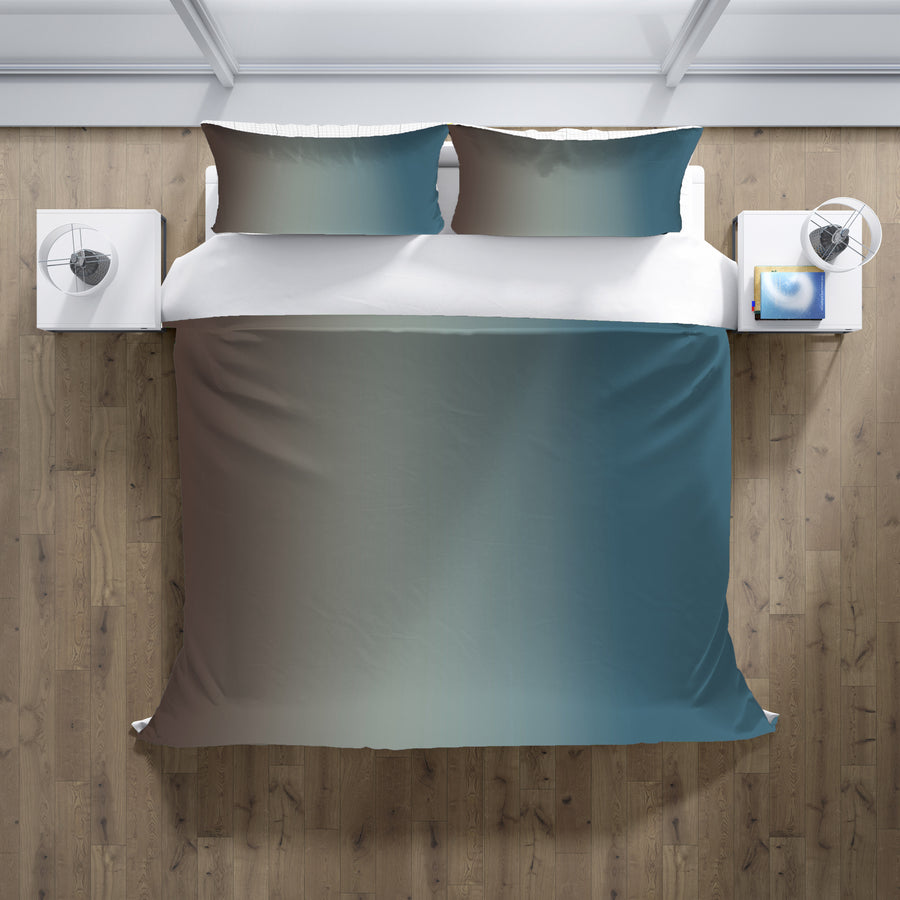 Minimalist Gradient Brown to Teal Fade Duvet Cover