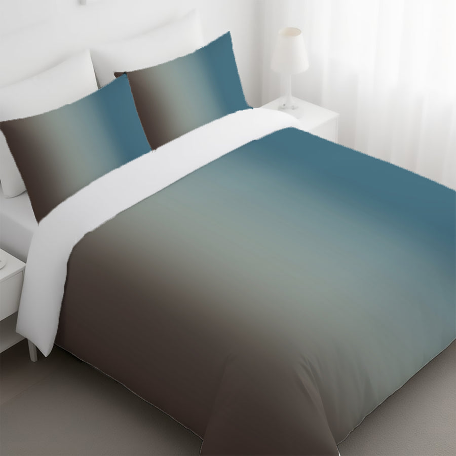 Minimalist Gradient Brown to Teal Fade Duvet Cover