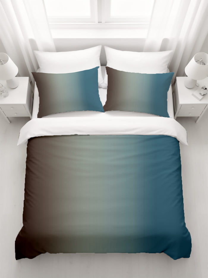 Minimalist Gradient Brown to Teal Fade Duvet Cover