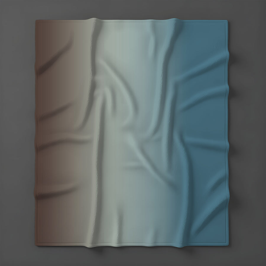 Minimalist Gradient Brown to Teal Fade Fleece Sherpa Blanket
