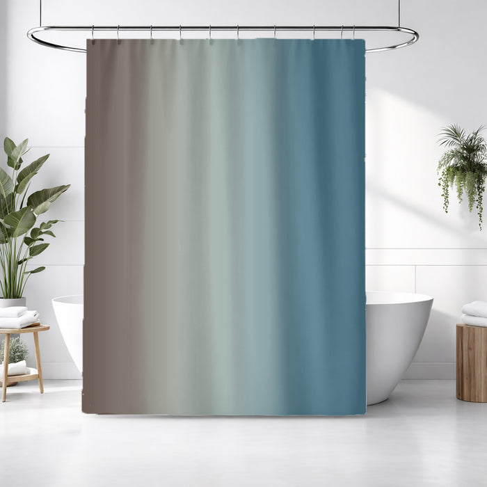 Minimalist Gradient Brown to Teal Fade Shower Curtain