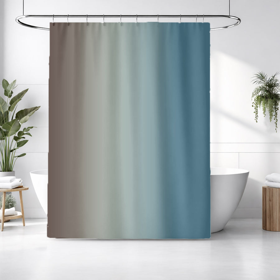 Minimalist Gradient Brown to Teal Fade Shower Curtain