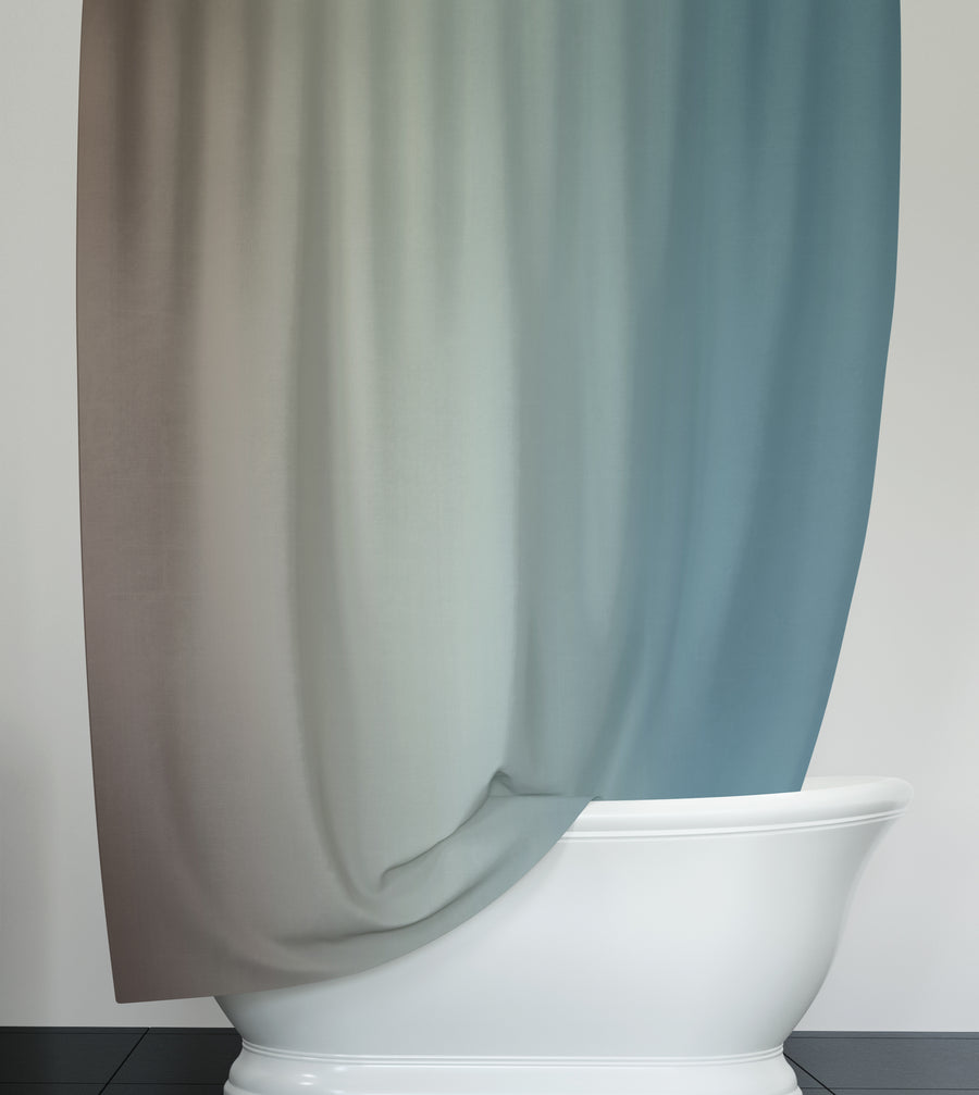 Minimalist Gradient Brown to Teal Fade Shower Curtain
