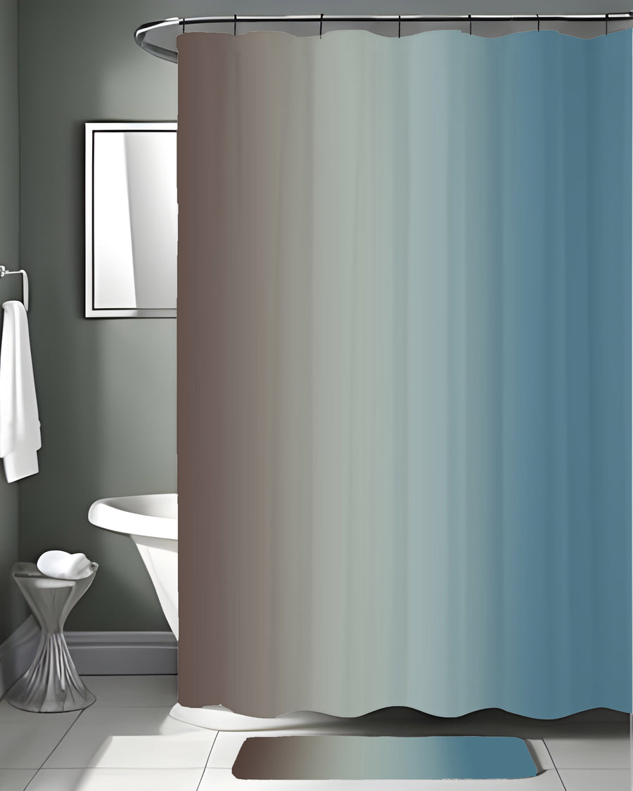 Minimalist Gradient Brown to Teal Fade Shower Curtain