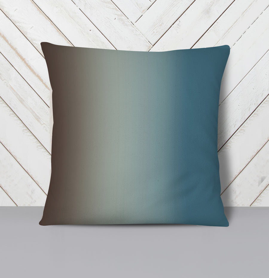 Minimalist Gradient Brown to Teal Fade Throw Pillow Cover