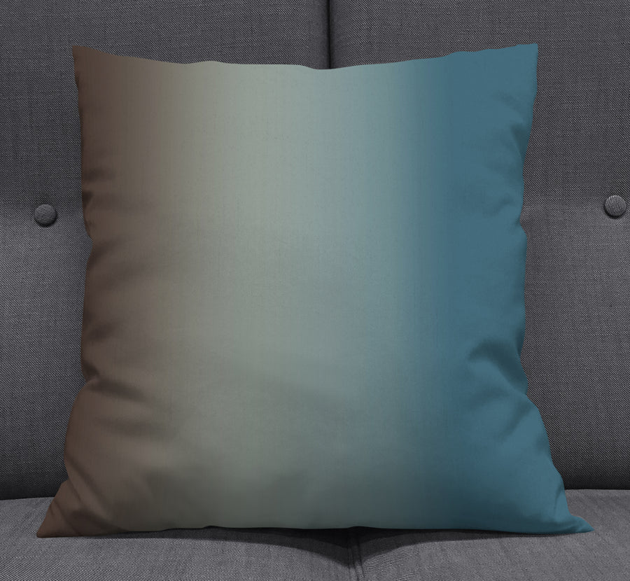 Minimalist Gradient Brown to Teal Fade Throw Pillow Cover
