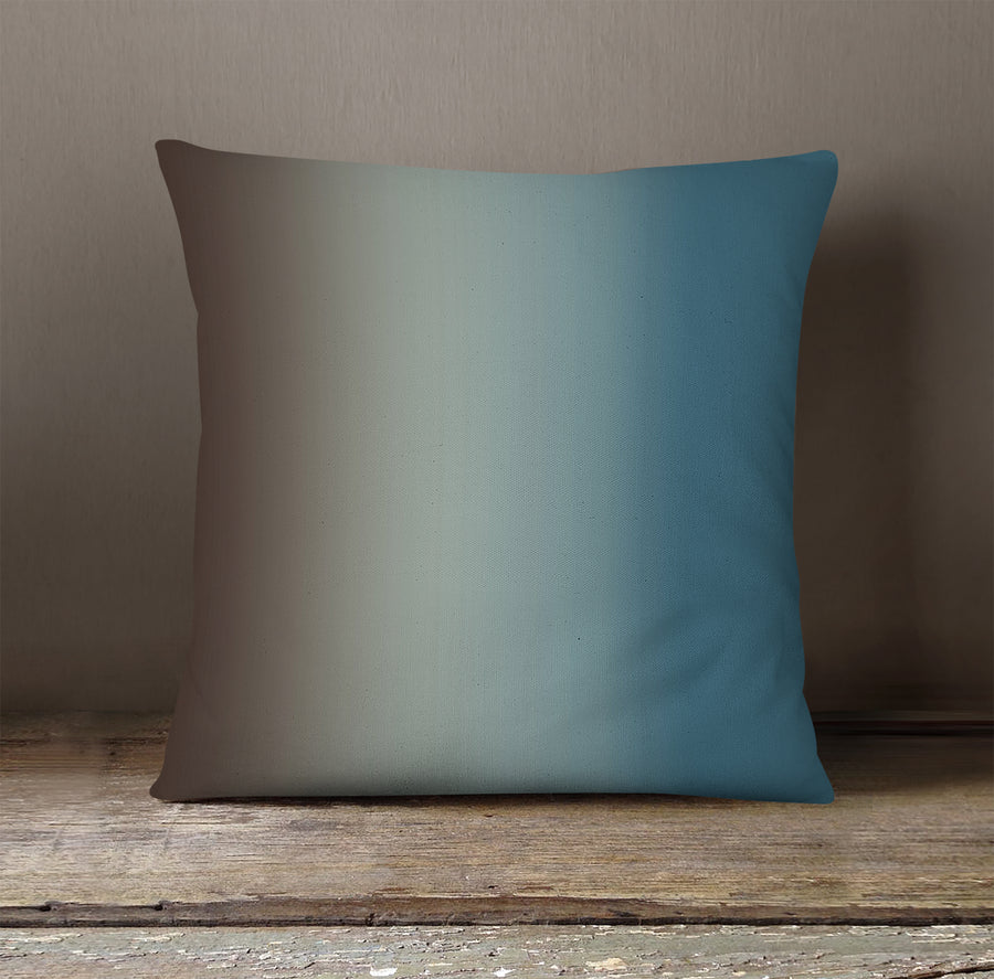 Minimalist Gradient Brown to Teal Fade Throw Pillow Cover