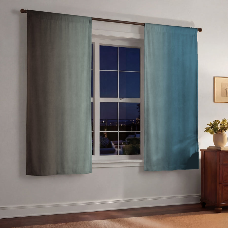 Minimalist Gradient Brown to Teal Fade Window Curtains