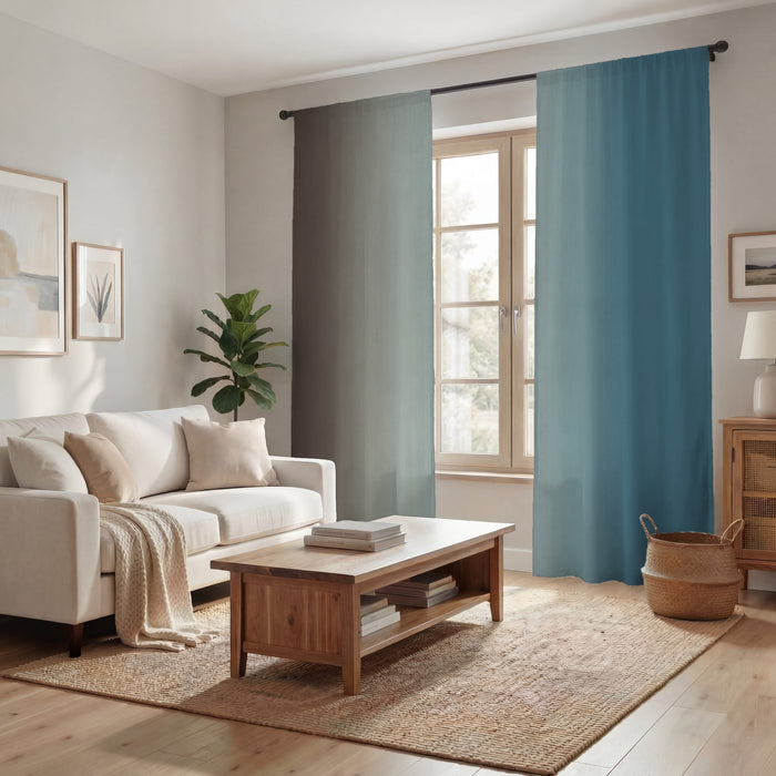 Minimalist Gradient Brown to Teal Fade Window Curtains