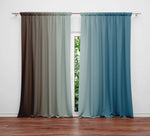 Brown to Blue Vertical Ombre Gradient Window Curtains - Deja Blue Studios