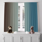 Brown to Blue Vertical Ombre Gradient Window Curtains - Deja Blue Studios