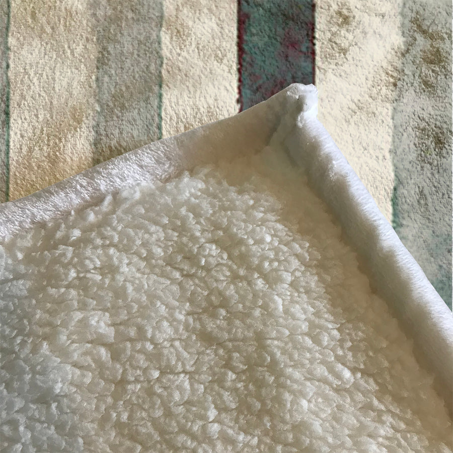 Neutral Vertical Stripe Stone Wash Fleece Sherpa Blanket