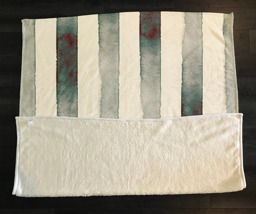 Neutral Vertical Stripe Stone Wash Fleece Sherpa Blanket