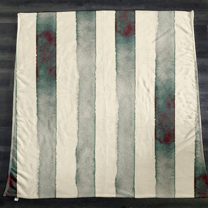 Neutral Vertical Stripe Stone Wash Fleece Sherpa Blanket