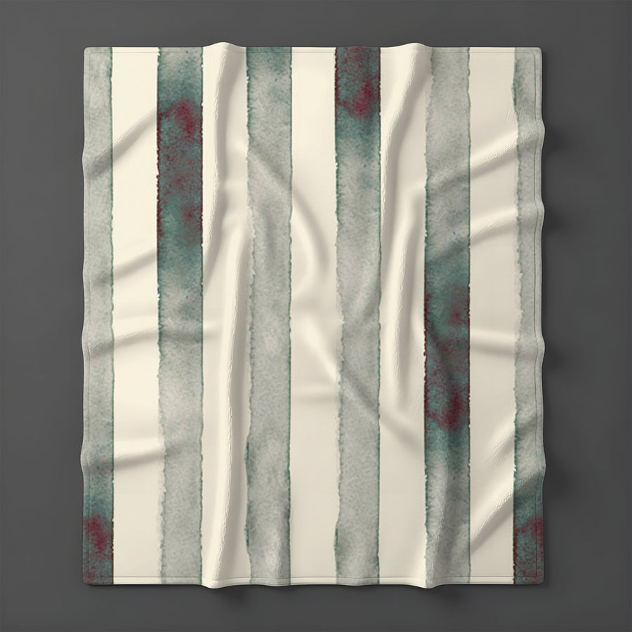 Neutral Vertical Stripe Stone Wash Fleece Sherpa Blanket