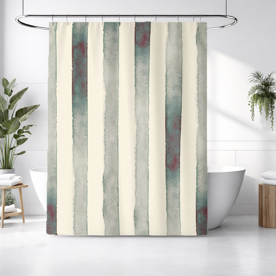 Neutral Vertical Stripe Stone Wash Shower Curtain