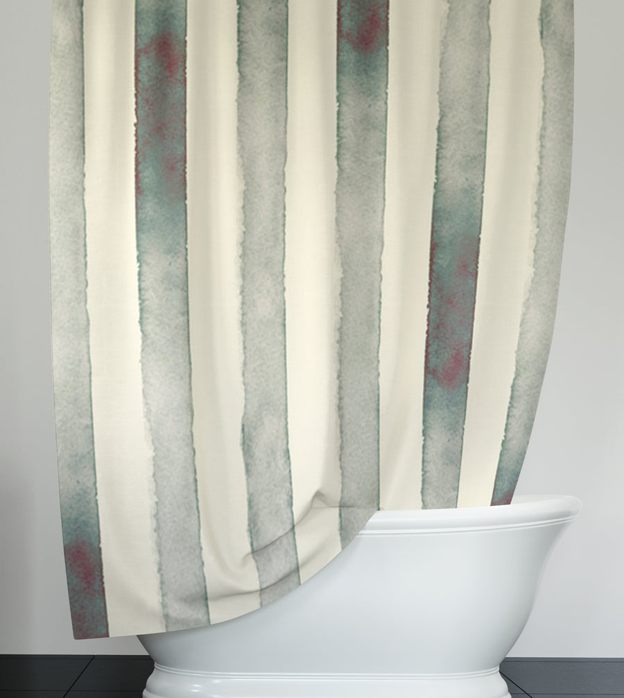 Neutral Vertical Stripe Stone Wash Shower Curtain
