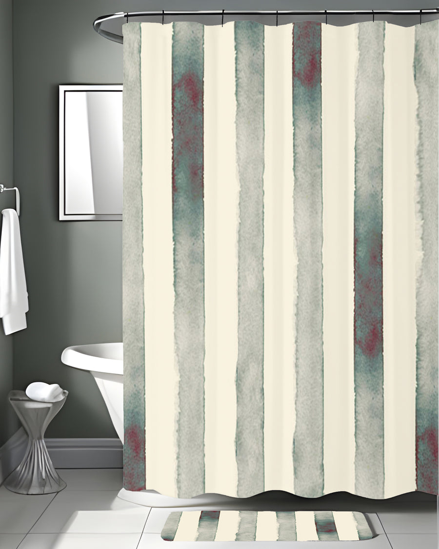 Neutral Vertical Stripe Stone Wash Shower Curtain