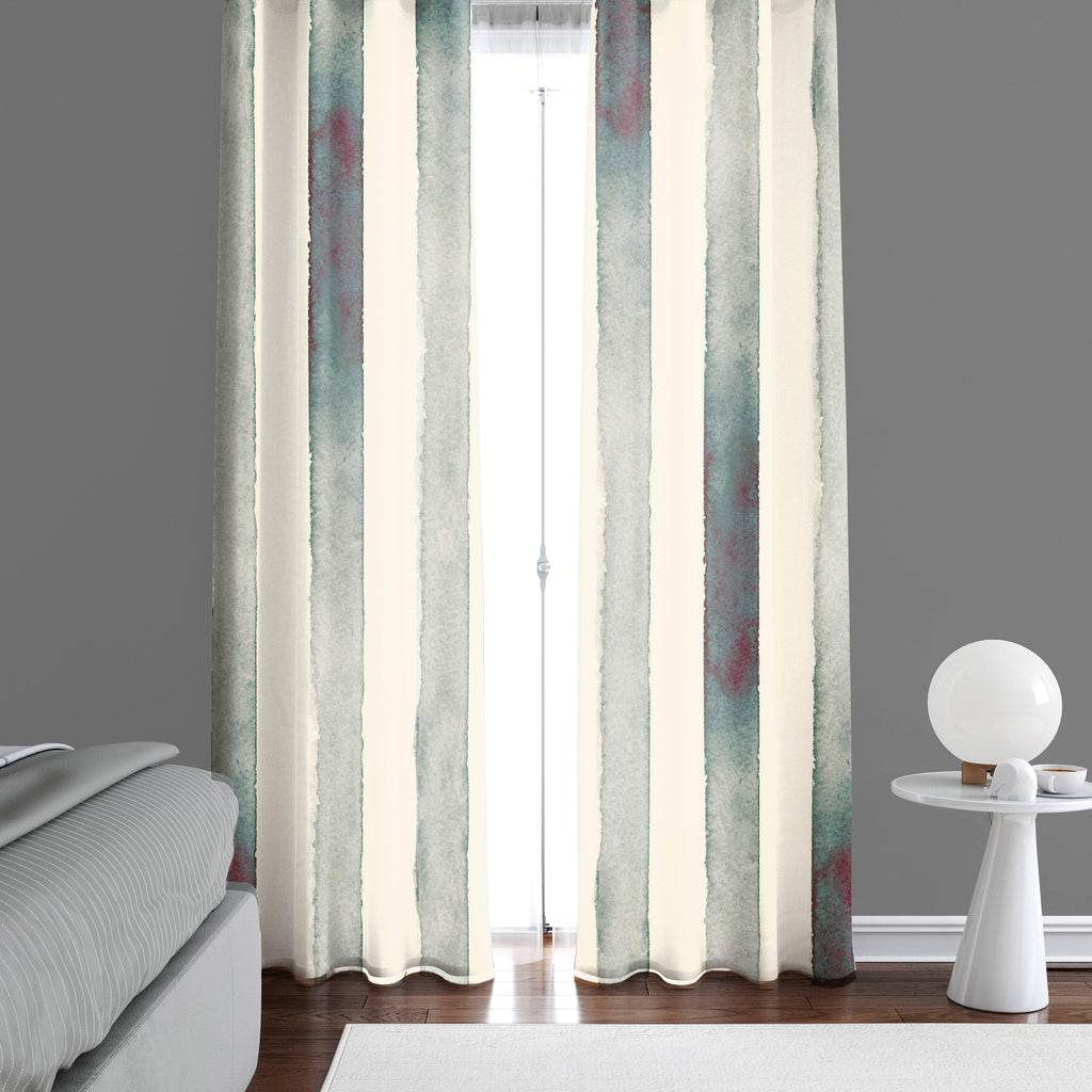 Chic Weathered Rustic Vertical Stripe Window Curtains - Deja Blue Studios