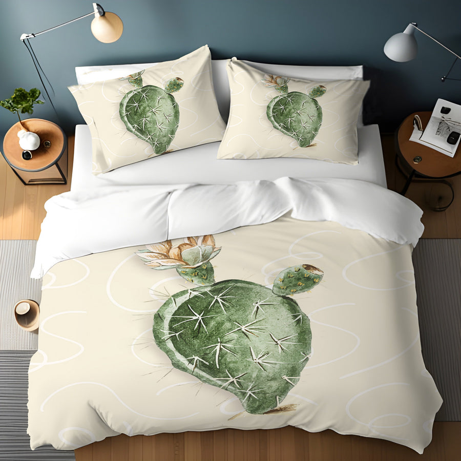 Green Desert Cactus Botanical Illustration Duvet Cover